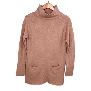 Zara Mock Neck Tunic Sweater Wool Long Sleeve Size Small Front Pockets